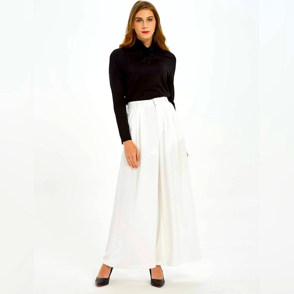 Tronjori NWT Women High Waist Casual Wide Leg Long Palazzo Pants - small (short)